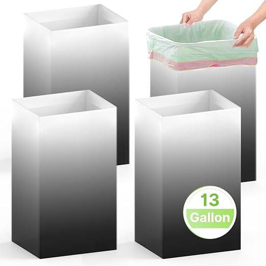 4 Pack Extra Large Disposable Trash Cans, Reusable Portable Garbage Can, 13 Gallon (21.6" H x 13.5" W x 10" D), Extra Thick Recycled Cardboard Portable Garbage Can and Recycling Bins,Black Gradient by Magicheap