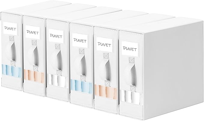 DIMJ Bed Sheet Organizers and Storage 6 Pack - Foldable Sheet Holder for Linen Bedding Storage Box for organization, Sheets Set Holder for Blanke, Towel (King & Queen Size), White by DiMJ