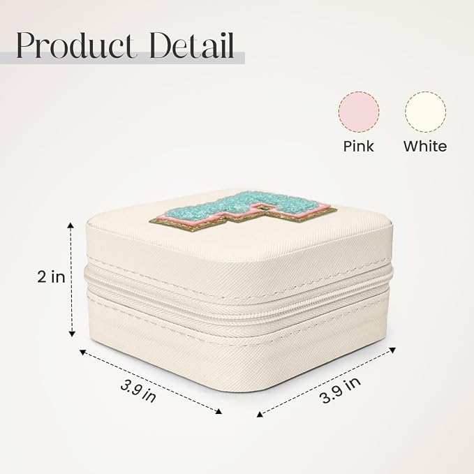 SANDJEST Personalized Jewelry Box, White Travel Jewelry Box with Initial F, Small Monogrammed Jewelry Case Organizer for Girls Women Teen Kids, Mini Travel Essentials Gifts for Birthday Christmas - Image 5