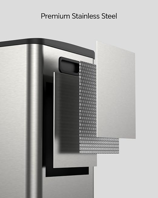Lovewind Dual Trash and Recycling Bins for Kitchen, 13+6 Gallon Stainless Steel Garbage and Recycle Bin Combo for Large Families, Dual Trash Can with Soft Close Lid & Magnetic Stickers, Silver - Image 4