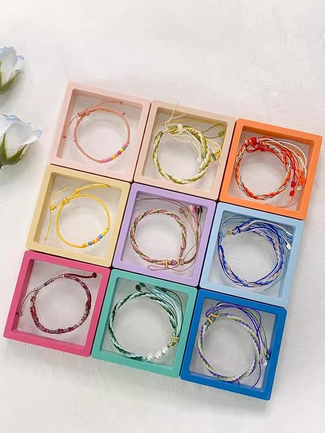 12PCS 3D Floating Frame Display Stand, Jewelry Box, Gift Box, Ornament Organizer, Small Travel Jewelry Box, PE Film Anti-Oxidation, Suspended Display Box Stackable (Multicolour, 3.54 * 3.54) - Image 4
