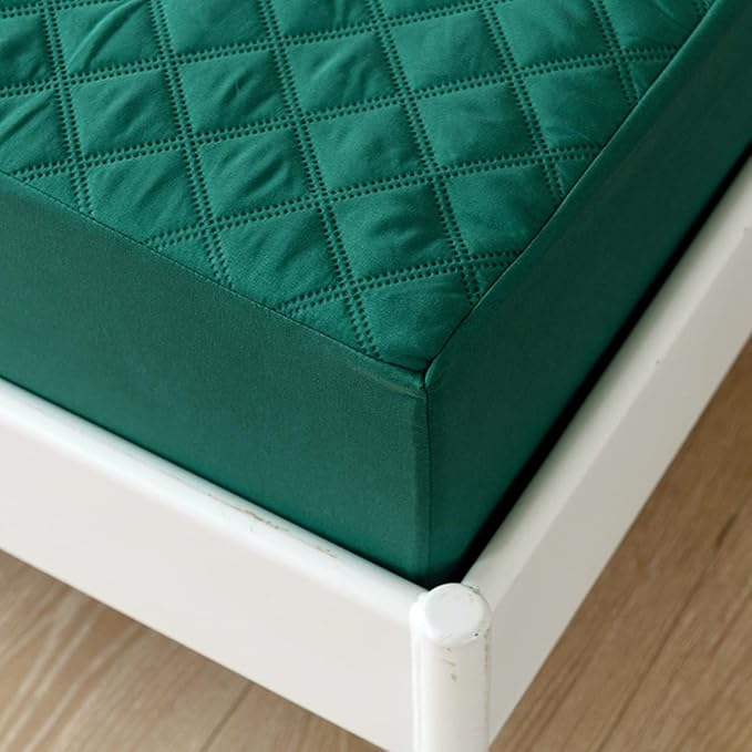 jejeloiu Teal Quilted Mattress Pad, 100% Waterproof Breathable King Bedding Fitted Sheet Mattress Protector 14" Deep Pocket Cotton Snow Down Alternative Filling Mattress Cover (King,Teal)