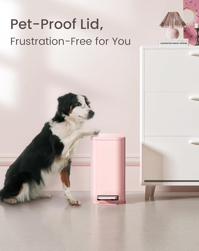 Cesun Small Bathroom Trash Can with Lid Soft Close, Step Pedal, 5 Liter / 1.3 Gallon Stainless Steel Garbage Can with Removable Inner Bucket, Waste Basket for Bathroom, Bedroom (Pink) - Image 6