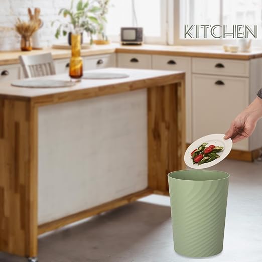 UUJOLY Plastic Small Trash Can Wastebasket, Garbage Container Basket for Bathrooms, Laundry Room, Kitchens, Offices, Kids Rooms, Dorms, 3.5 Gallon, Mint Green - Image 5