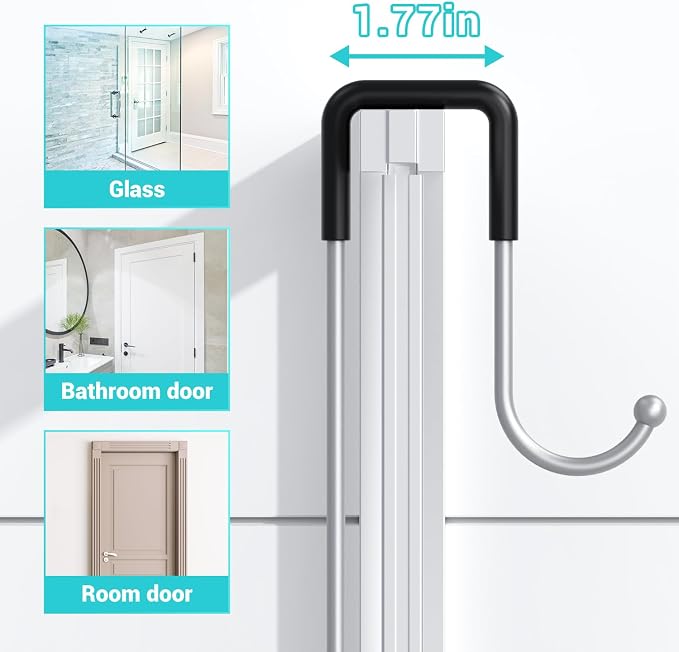 Aitatty Hanging Shower Caddy Over Door: Silver Rustproof Shower Organizer over the Door - No Drilling Bathroom Rack for Inside Shower - Image 5