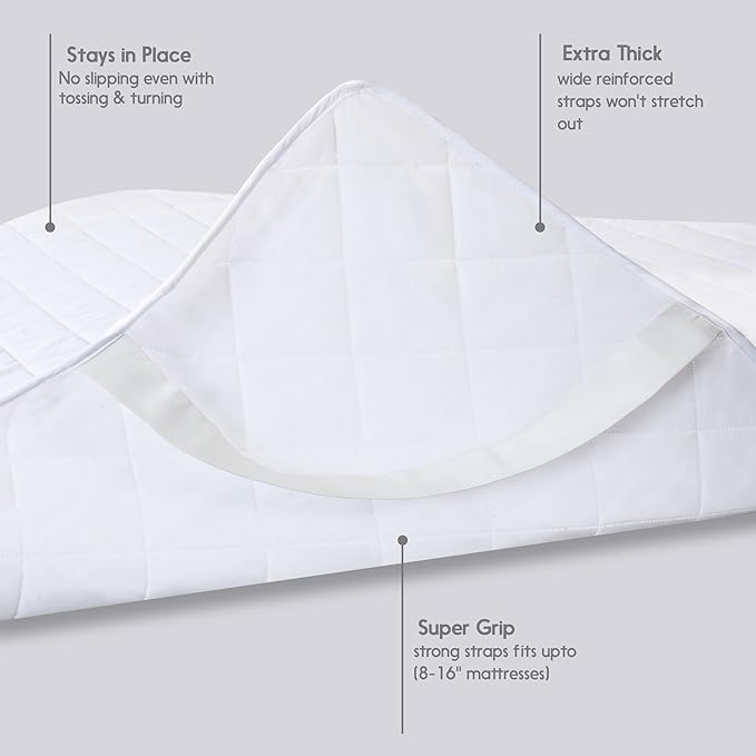 Full Size Mattress Protector – Waterproof Mattress Pad for Incontinence – Soft, Breathable, Washable Cover with Strong Elastic Corner Straps – Fits Up to 16" Deep