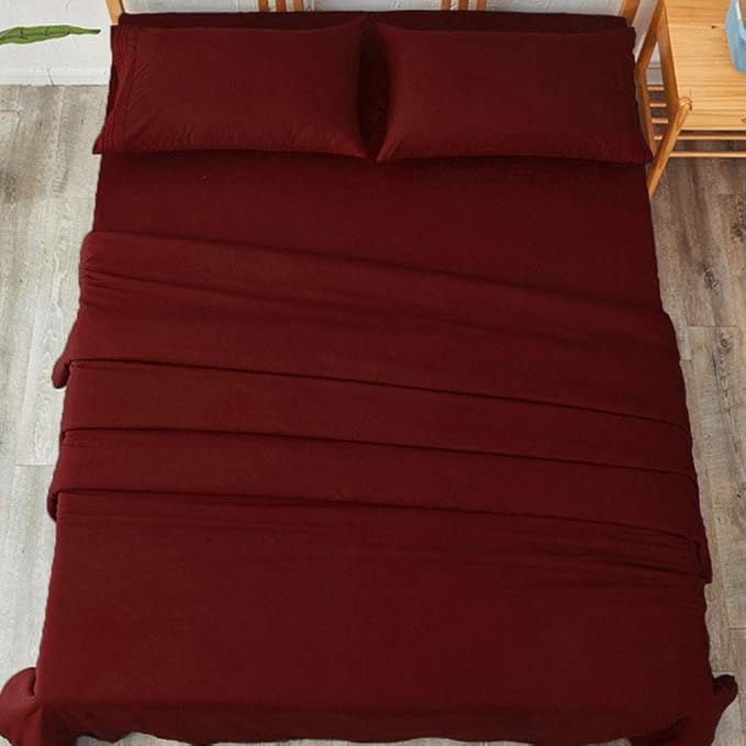 SONORO KATE Bed Sheet Set Super Soft Microfiber 1800 Thread Count Luxury Egyptian Sheets 16-Inch Deep Pocket，Wrinkle and Hypoallergenic-4 Piece (Burgundy, Full)