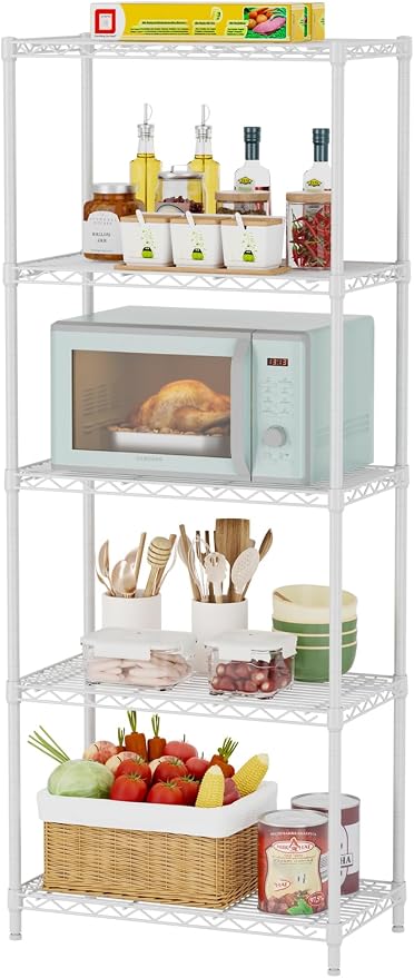 SINGAYE Shelf Wire Shelving Adjustable Storage Shelves Rack Standing Units for Kitchen Closet Laundry Bathroom Organizers Metal Pantry Narrow Mesh Gaps 12" D x 22" W x 59" H White by SINGAYE