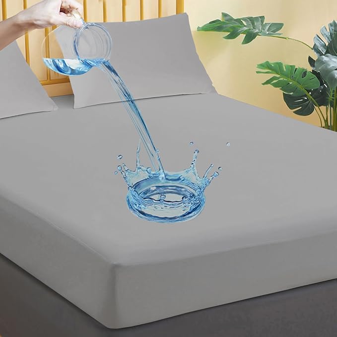 Waterproof Mattress Protector Twin XL Size, Breathable Mattress Cover, Fitted Deep Pocket Mattress Pad Cover Stretches up to 21 Inches, Soft Noiseless Bed Cover