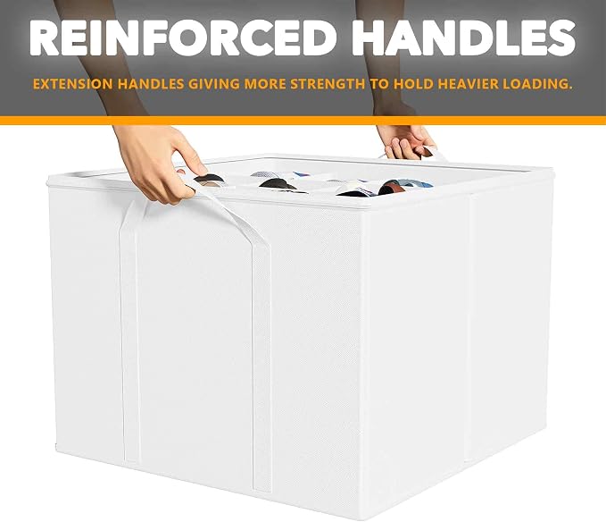 SpaceAid Shoe Organizer for Closet, 2 Pack Foldable Shoe Storage Containers Baskets Boxes Bins w/Adjustable Dividers, Fits 16-32 Pairs, White - Image 5
