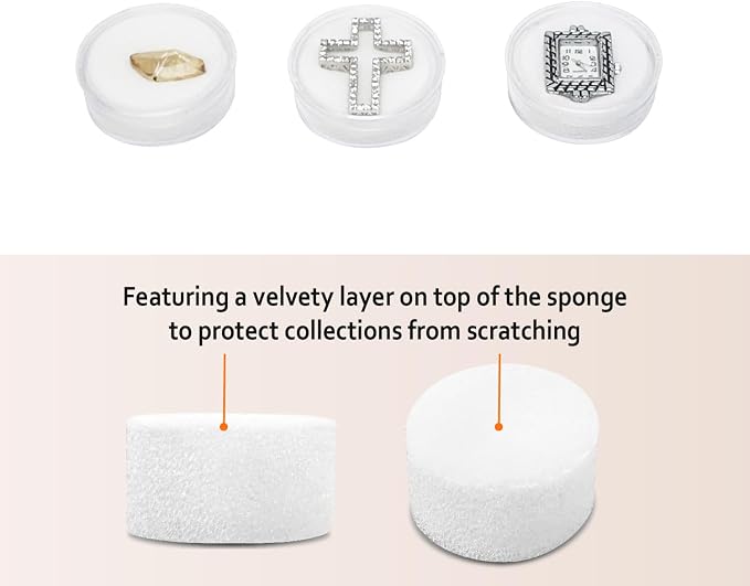 Ikee Design 24 Gem Showcase Stackable Jewelry Display Tray for Collectibles, Rock Storage Box Gemstones Bead Storage Jars, White Foam, White Tray, 14 7/8W x 8 3/8D x 1H in - Image 3