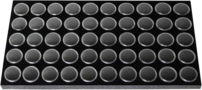 Ikee Design Jewelry Storage Tray Insert, 50 Gemstone Display Jars, Black Foam Liner, Home Organization, 14 1/4 x 7 3/4 x 3/4 in - Image 4