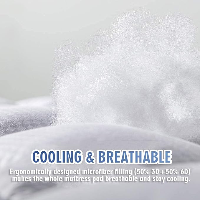 MATBEBY Twin Size Mattress Pad - Cooling Breathable Mattress Topper, Quilted Fitted Mattress Protector, Pillow Top Mattress Cover with 8-21" Deep Pocket, Soft, Machine Washable, White, 39x75 Inches