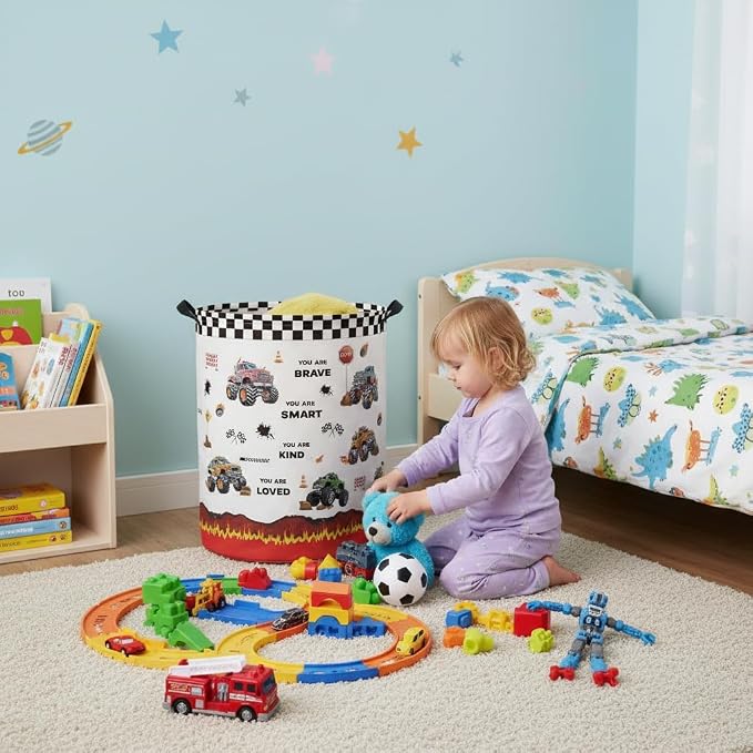 Baby Laundry Hamper kids laundry Basket Waterproof Laundry Bag for Bedroom Toy Clothes Organizer Room Décor(Truck) - Image 4