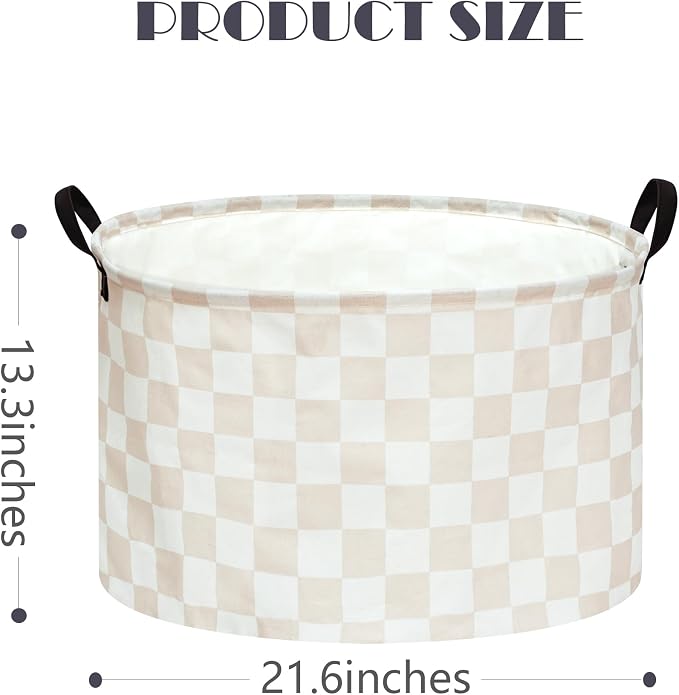 MAIZMZ Checkered Storage Basket Extra Large 80L Kids Hamper Baby Laundry Basket Waterproof Toys Car Organizer Collapsible Canvas for Home/Dorm/Pet/Office/Closet/Shelf/Gift Baskets - Image 2