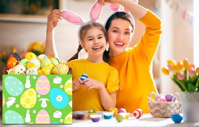 CLOCOR Rectangular Easter Basket Empty, Easter Gift Basket, Waterproof Storage Box with Handles,Room Decor(Green Easter Basket) - Image 3