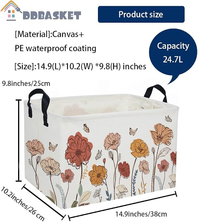 Rectangular Kids Baskets Flower Basket Cute Storage Bins Organizer Box Boys Room Decor for Home.(Flower cluster) - Image 2