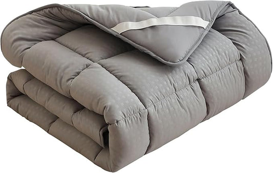 Quilted Fitted Mattress Pad, Elastic Fitted Mattress Topper Protector and Cover Stretches up to 14 Inches Deep, 4 Anchor Elastic Bands, Machine Washable (Lgrey, Full)