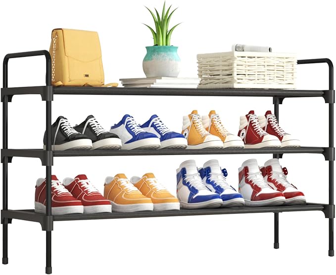 Kitsure Shoe Rack for Closet, Sturdy and Long-Lasting Shoe Shelf, Shoe Rack for Entryway, Personalized DIY Shoe Organizer, Shoe Rack Organizer for Space-Saving, 36.2" x 11.8" x 23.6", Black by Kitsure