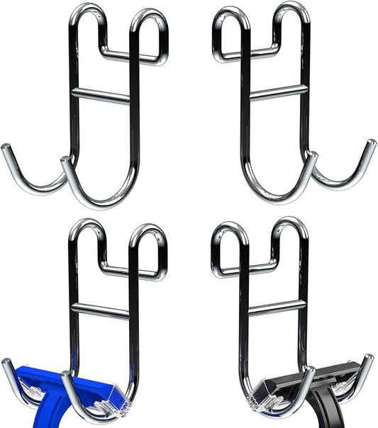 Shower Caddy with Hooks - 4 Pack Silver Razor Hanger and Loofah Holder by Joyfulitems