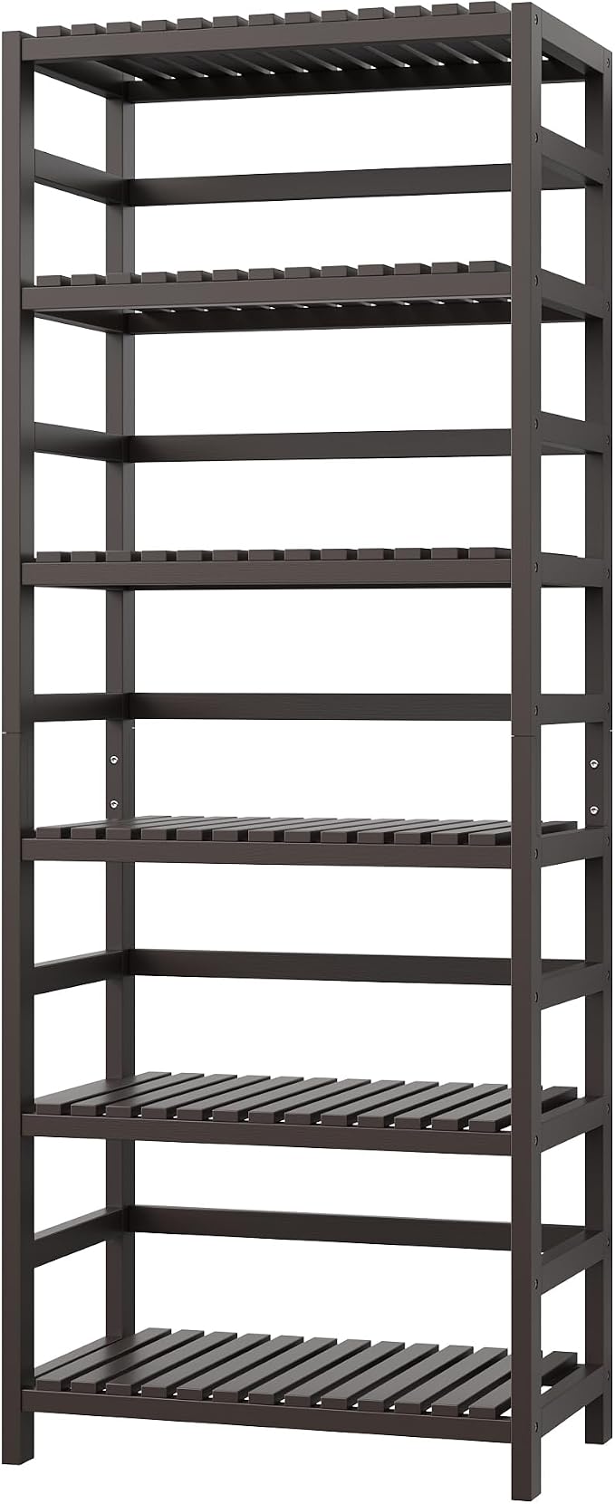 FOTOSOK 6-Tier Bamboo Shelf, Bamboo Bookcase with Adjustable Shelves, Free Standing Storage Shelf Unit, Plant Flower Stand for Kitchen, Bathroom, Home Office, Vintage - Image 9
