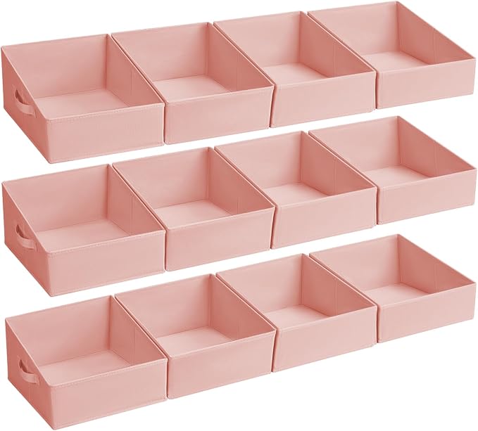 DIMJ Closet Storage Bins 12 Pack - Fabric Storage Baskets for Shelves, Collapsible Clothes Organizer with Handles, Trapezoid Shelf Organization Storage Cubes for Purse, Toys, Books, Towel, Clothes by DiMJ