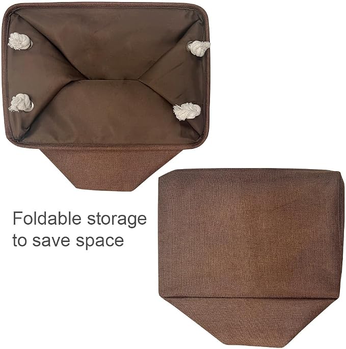 TheWarmHome Organization and Storage Basket for Shelves - 3 Pack 16x12x12 inch Fabric Storage Cubes, Cube Storage Bin for Organizing Closet Cloth Organizer Gift Toy (White & Brown) - Image 7