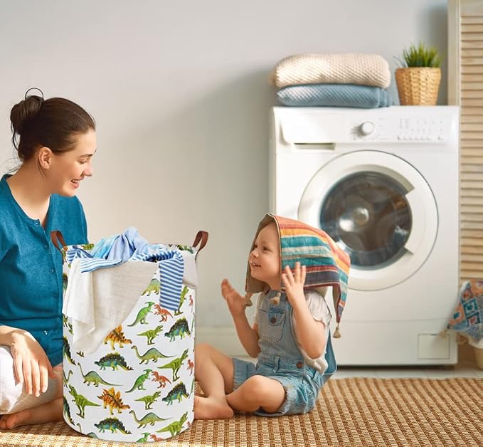 HIYAGON Dinosaur Kids Laundry Hamper Baby Laundry Basket Cute Kids Hamper Toy Storage Bin Boys Hamper and Girls Dinosaur Room Decor(Toy Dinosaur) - Image 5