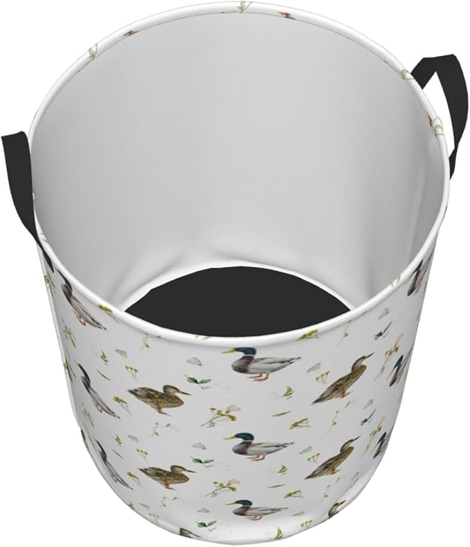 Laundry Basket Cute Mallard Duck Room Decor,Round Laundry Hamper Waterproof Dirty Clothes Hamper Collapsible Laundry Baskets With Handles,Toy/Clothes Storage Basket For Home Dorm Bathroom Decor - Image 2