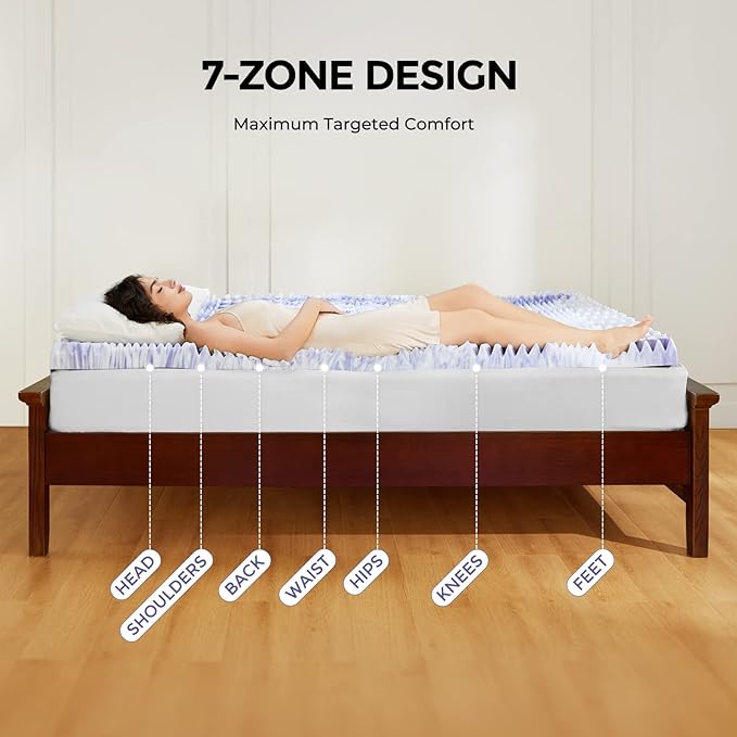 Dreamsmith 2 Inch Mattress Topper 7-Zone Memory Foam Mattress Topper Pressure Relief Soft Mattress Pad, CertiPUR-US Certified, King Size Bed