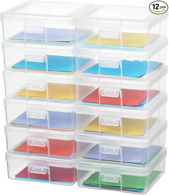 novelinks Plastic Clear Storage Containers for Organizing, Craft Storage Organizers and Stackable Storage Bins with Lids for Pencil Box, Bead, Cookie Cutter, Board Game (12 Pack Small) by novelinks