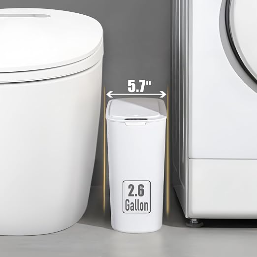 TIPGO Automatic Motion Sensor Bathroom Trash Can with Lid, 2.6 Gallon Touchless Trash Bin, Smart Garbage Can Plastic Slim Wastebasket for Bedroom, Office, Dorm (White) - Image 5