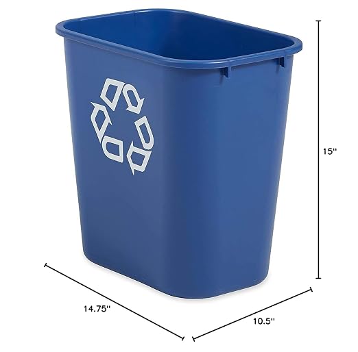Rubbermaid Commercial Products Deskside Recycling Can, 7-Gallon/28-Quart, Blue Recycling Symbol, Plastic, for Bedroom/Bathroom/Office/Under Desk/Sink, Pack of 4 - Image 8