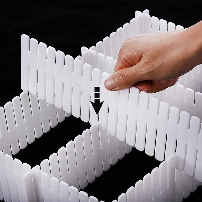 Foraineam 48Pcs Drawer Dividers, Adjustable DIY Grid Divider White Storage Organizer Separator, Socks Underwear Scarves Makeup Drawer Organizer Divider for Dresser Bedroom Office Kitchen Storage - Image 3