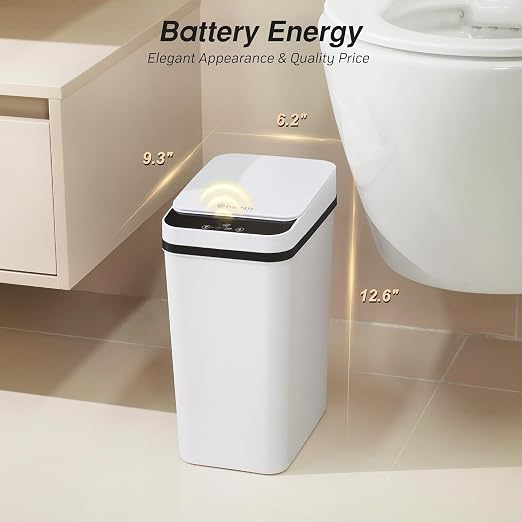 FRESHLIX Bathroom Garbage Can with Lid, 2.6 Gallon Diaper Trash Can, Automatic Trash Cans Touchless, Slim Waterproof Smart Commercial Trash Can for Bedroom, Bathroom, Office, Living Room, Toilet, RV - Image 3