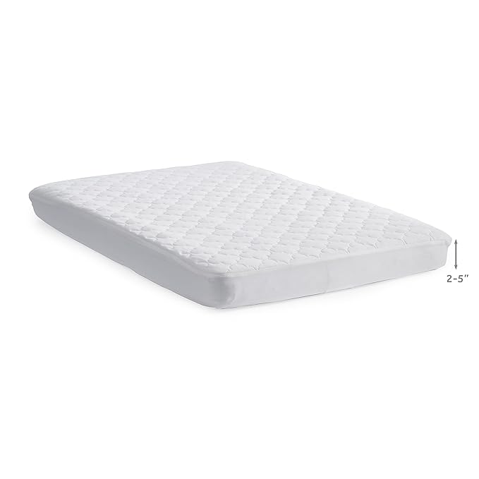 Sealy Baby Mini Fitted Waterproof Infant Portable Crib Mattress Protector Pad Cover, Durable and Comfortable Topper for Newborns and Toddlers, Machine Washable and Dryer Friendly, 38” x 24”- White