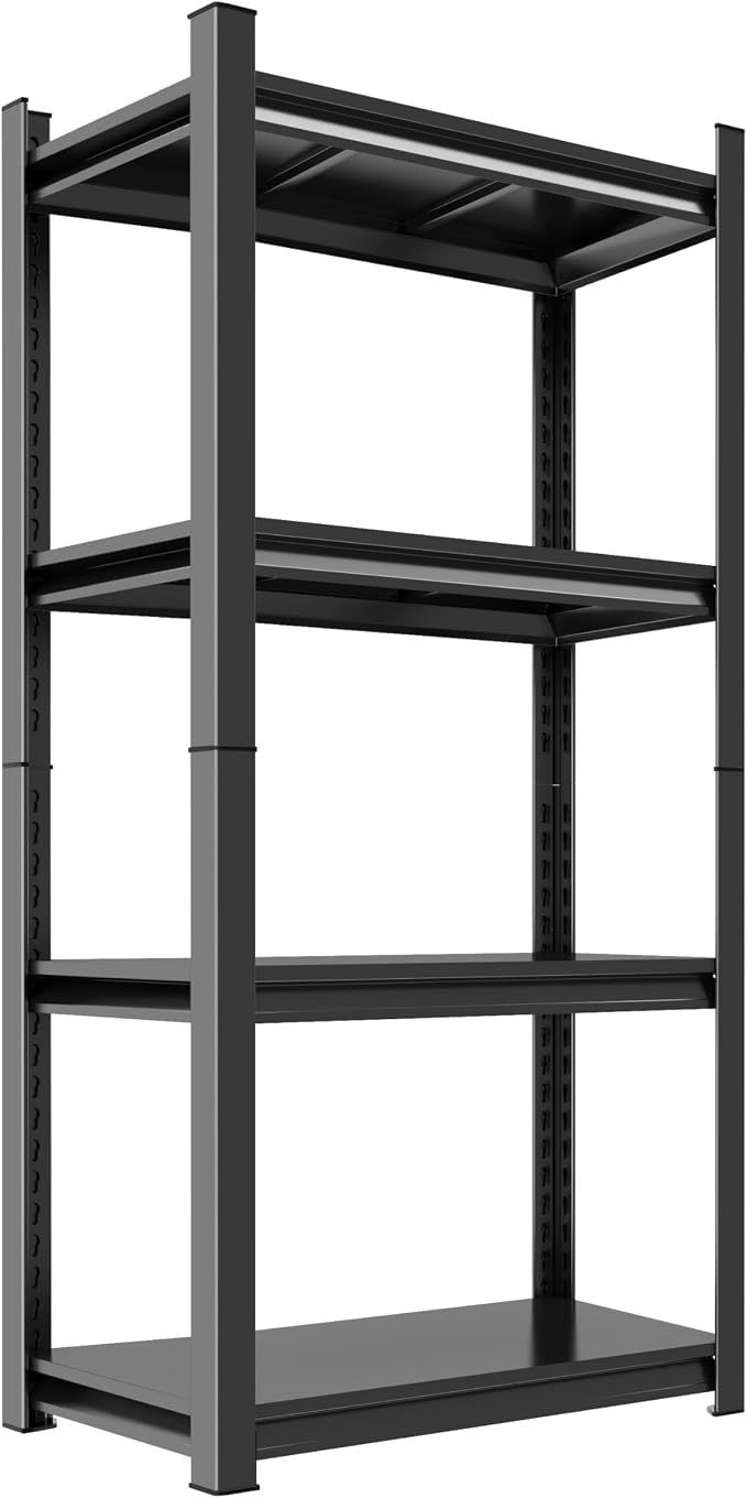 4-Tier Garage Shelving, 16''W*12''D*44''H Metal Storage Shelf ，2-in-1 Adjustable 3020 lbs Heavy Duty Unit Shelves, Upgraded Reinforced Double-Layer Columns for Basement Kitchen Pantry Rack by Beaunatixx