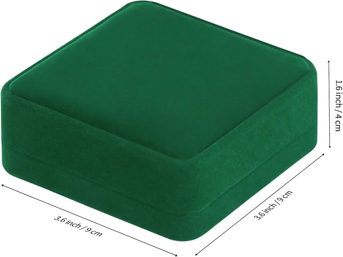 LETURE 4 Pieces Classic Velvet Bracelet Bangle Pendant Necklace Gift Box, Travel Jewelry Box Display Storage Case for Gift, Wedding, Engagement, Proposal, Birthday (4PCS Bracelet-GREEN) - Image 2