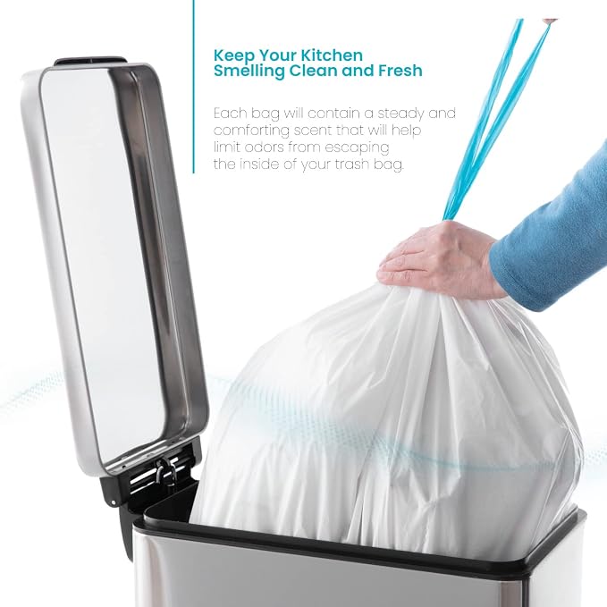 Home Zone Living 12 Gallon Kitchen Trash Bags with Drawstring Handles, Heavy Duty Custom Fit Design for Standard 45 to 50 Liter Kitchen Trash Cans, Code 45S, 60-Count - Image 4