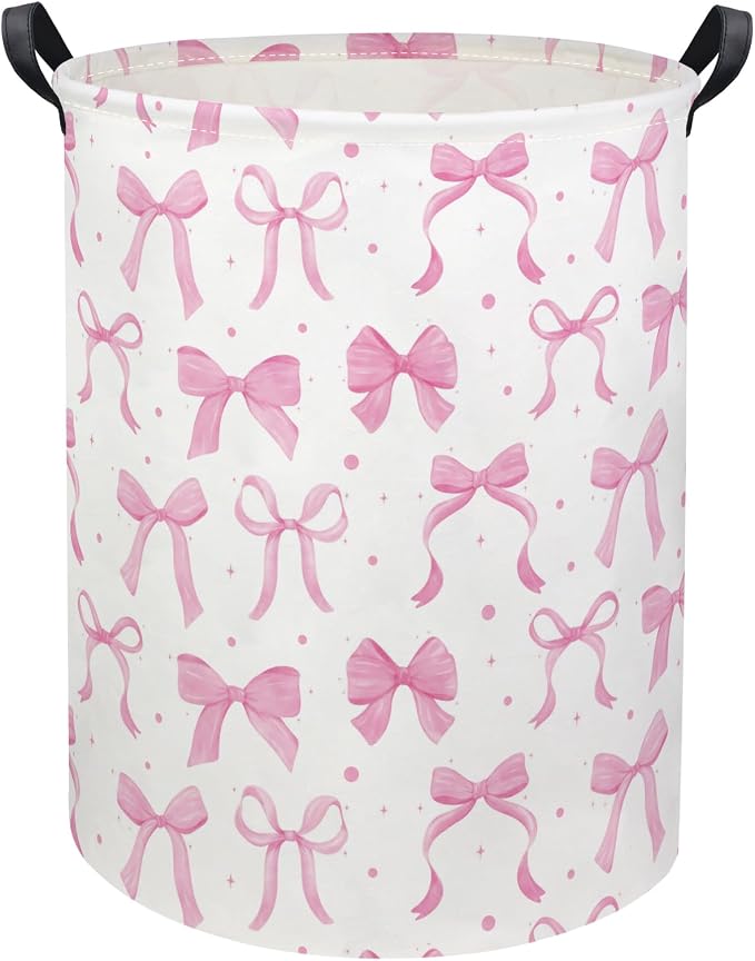 HIYAGON Baby Laundry Basket Baby Hamper for Nursery Girl Kids Butterfly Hamper Cute Kids Toys Storage Bin Organizer Butterfly Room Decor for Home(Dreamy Bowknot) by HIYAGON