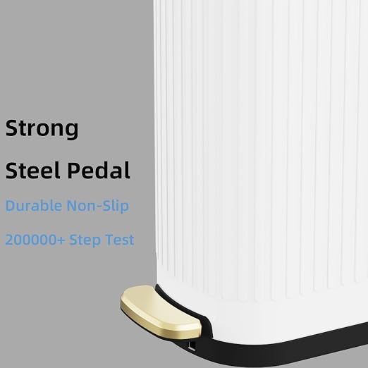 KSSKSS 2.6 Gallon Slim Bathroom Trash Can with Soft Close Lid, 10L Stainless Steel Garbage Can with Removable Liner Bucket, for Narrow Spaces, Bathroom, Bedroom (White) - Image 7