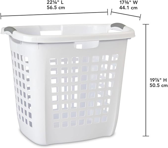 Sterilite Ultra Easy Carry Laundry Hamper, Comfort Handles to Easily Carry Clothes Between the Bedroom and Laundry Room, Plastic, White, 4-Pack - Image 2