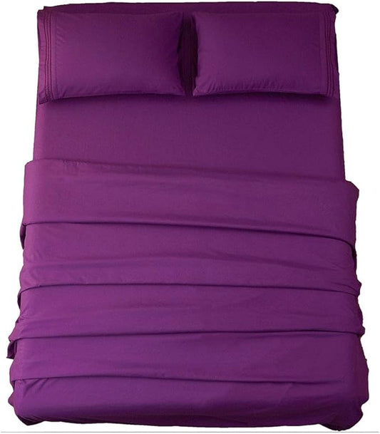 SONORO KATE Sheets Super Soft Microfiber 1800 Thread Count 18 Inch Deep Pocket 4 Piece Queen Size Purple