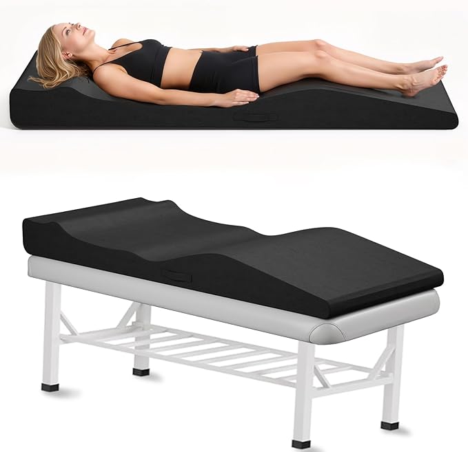 Ergonomic Lash Bed Topper, High-Density Foam Massage Table Topper with Plush Removable Cover, Non-Slip Massage Table Pad for Salon, Spa, Facial,Lash Extension Beds, 71"x28" (Black)