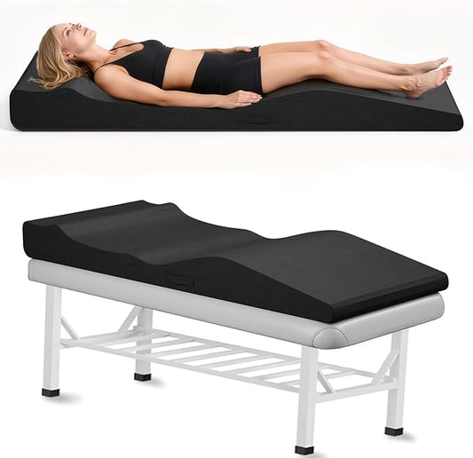 Ergonomic Lash Bed Topper, High-Density Foam Massage Table Topper with Plush Removable Cover, Non-Slip Massage Table Pad for Salon, Spa, Facial,Lash Extension Beds, 71"x28" (Black)