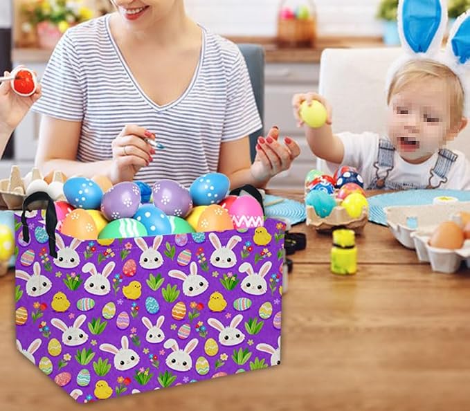 Easter Basket for Kids Gift Baskets Empty Baby Easter Basket for Boys and Girls Rectangular Toy Storage Bins Organizer Bin Box Cute room Decor for Home - Image 6