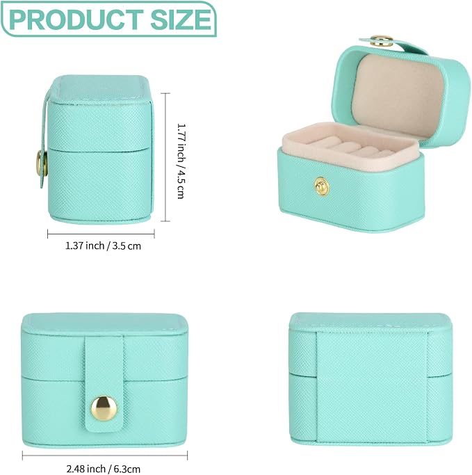KUKUVR Small Travel Jewelry Box For Ring Stud Earring, Mini Jewelry Ring Holder for Multiple Rings, Portable Jewelry Storage Organizer Case (Blue) - Image 2
