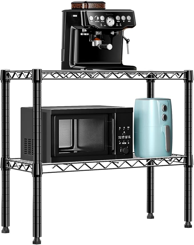 MZG 220 lbs 2 Tier Storage Rack Metal Wire Shelving Unit, Storage Standing Household Shelf Organizer for Laundry Bathroom Kitchen Pantry Closet Basement Utility Room, Black 11.8" D x 27.6" W x 23.4" H by MEIGAOPLASTICANDMETALHKCOLIMITED