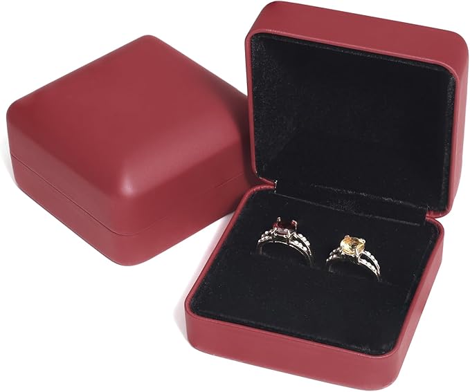Velvet Ring Gift Box, Small Jewelry Earring Studs Holder Case for Wedding Day, Proposal, Engagement, Anniversary, Ring Display Storage Box for Women Girl (Red S) by sadkew