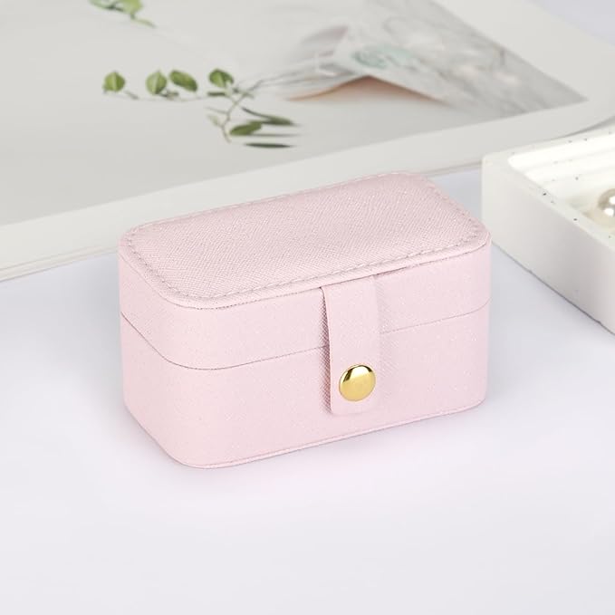 KUKUVR Small Travel Jewelry Box, Mini Jewelry Holder for Multiple Rings Necklace Earrings Lipstick, Portable Jewelry Storage Organizer Case with Removable Ring Slot (PINK) - Image 5